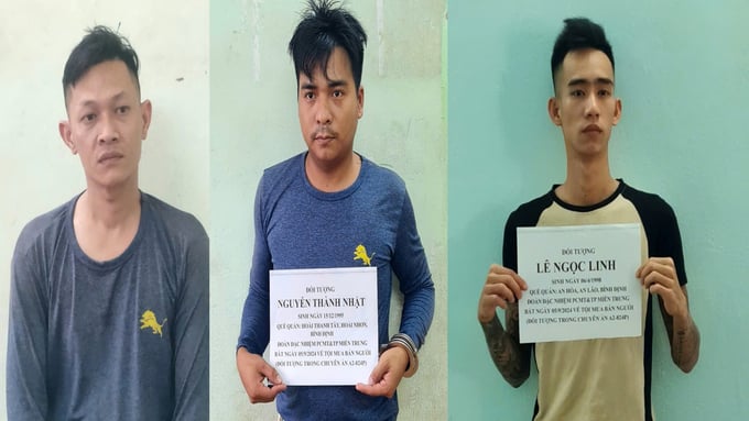 z5809722595125_65295ffe2adb416a25d40848254319ff-173556_793.jpg Các đối tượng (tính từ trái qua) Trương Minh Vũ, Nguyễn Thanh Nhật và Lê Ngọc Linh. Ảnh: T.T.