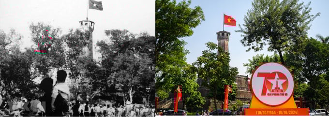 hang-dao-1-000139_230.jpeg Đúng 15 giờ, ngày 10/10/1954, còi nhà hát Thành phố nổi lên một hồi dài. Lá cờ tổ quốc được kéo lên từ từ theo nhịp khúc quân hành và đó là lần đầu tiên lá cờ đỏ sao vàng tung bay trên đỉnh 'Cột cờ Hà Nội'. Đến nay, cột cờ Hà Nội đã trở thành biểu tượng của Thủ đô văn hiến. Ảnh: Tư liệu TTXVN/ Minh Toàn.