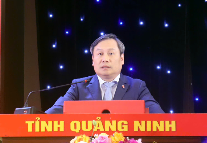 z6014614132927_59d17e2687dd4217d264a437f612314f-111046_925.jpg Ông Vũ Đại Thắng, Bí thư Tỉnh ủy Quảng Ninh, phát biểu tại Đại hội. Ảnh: Nguyễn Thành.
