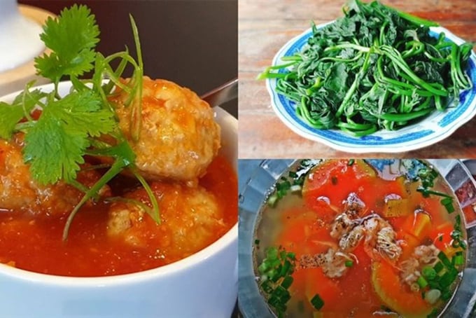 com-cu-cho-ba-de-nhuan-trang-845x564-223611_65.jpg Mâm cơm lợi sữa, nhuận tràng. Xíu mại tôm thịt: Cung cấp protein. Canh đu đủ nấu tôm: Có tác dụng lợi sữa, thanh mát. Rau lang luộc: Bổ sung chất xơ, giúp nhuận tràng.