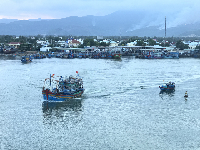 Hiện nay, tàu cá của ngư dân muốn chạy vào cảng cá Đề Gi (huyện Phù Cát, Bình Định) luôn gặp khó khăn. Ảnh: Lê Khánh.