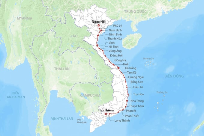 quoc-hoi-quyet-dau-tu-67-ty-usd-cho-duong-sat-toc-do-cao-bac-nam-155416_453.jpg Dự kiến hướng tuyến và 23 ga hành khách của đường sắt tốc độ cao Bắc - Nam. Ảnh: Đăng Hiếu.