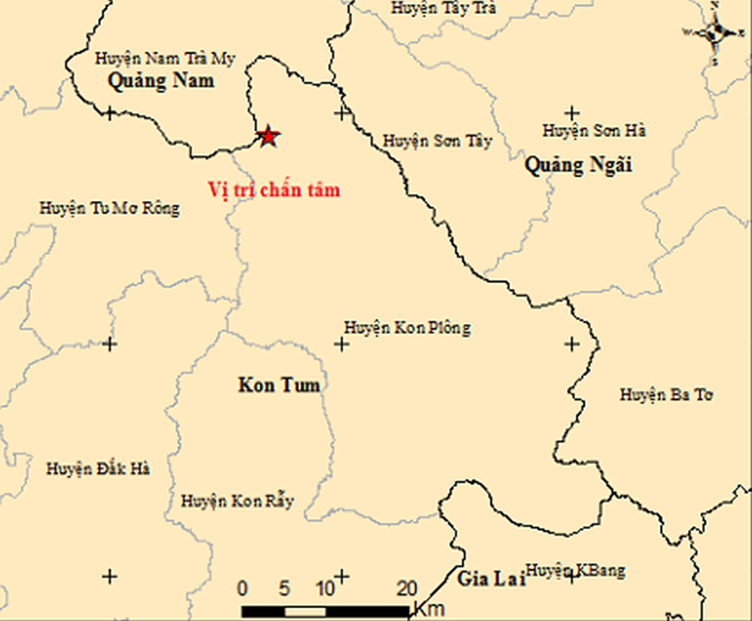 dong-dat-125645_537.jpg Vị trí chấn tâm trận động đất có độ lớn 3,8 tại huyện Kon Plông.