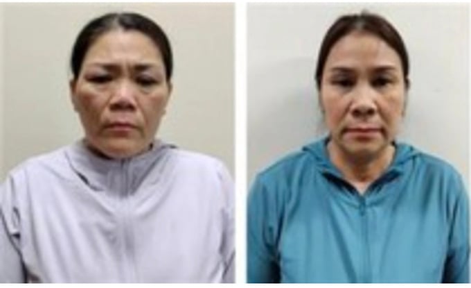 Các bị can Nguyễn Thị Hóa và Nguyễn Thị Gái (từ trái qua). Ảnh: Bộ Công an.