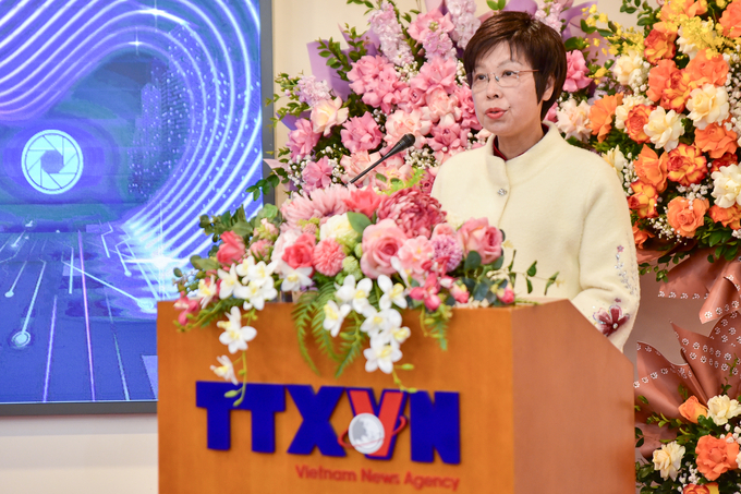 ttxvn-2-133735_296.jpg Tổng Giám đốc TTXVN Vũ Việt Trang phát biểu tại lễ phát động sáng 26/2. Ảnh: Tùng Đinh.