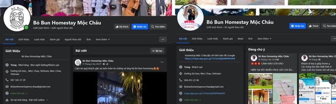 Trang bên trái (giả mạo), trang bên phải của chính chủ, nhưng khi tìm kiếm trên Facebook, đa phần sẽ đều tìm thấy trang bên trái, với hình ảnh được gây dựng không khác gì trang chủ. Nếu nhắn tin sẽ nhận được tư vấn đầy đủ và chi tiết y hệt như thể là nhân viên của Homestay.