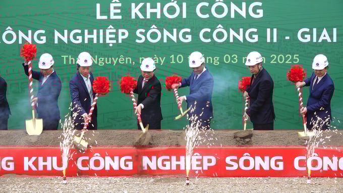 khoi-cong-khu-cong-nghiep-song-cong-ii--giai-doan-2-121003_8.jpeg Các đại biểu tại lễ khởi công dự án. Ảnh: Quang Linh.