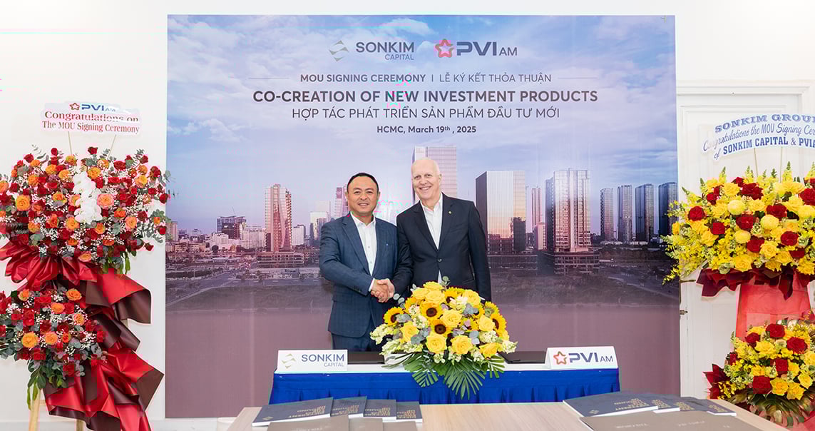 CTCP Quản lý Quỹ PVI và SonKim Capital - thuộc SonKim Group chính thức công bố quan hệ hợp tác chiến lược. Ảnh: SK. CTCP Quản lý Quỹ PVI và SonKim Capital - thuộc SonKim Group chính thức công bố quan hệ hợp tác chiến lược. Ảnh: SK.