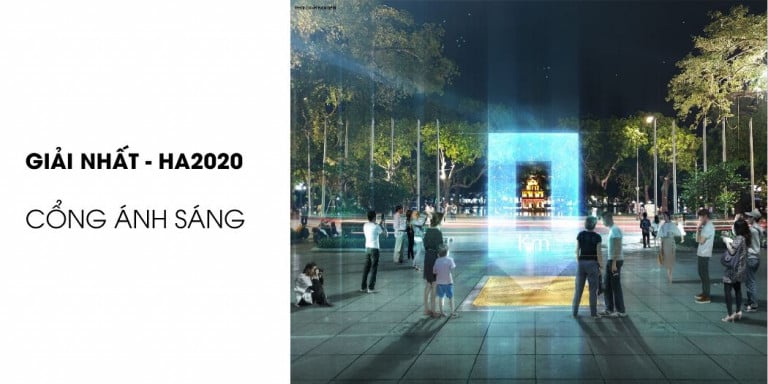 Tác phẩm 'Cổng ánh sáng' - Cột mốc Km0 được trao giải Nhất. Ảnh: BTC. Tác phẩm 'Cổng ánh sáng' - Cột mốc Km0 được trao giải Nhất. Ảnh: BTC.