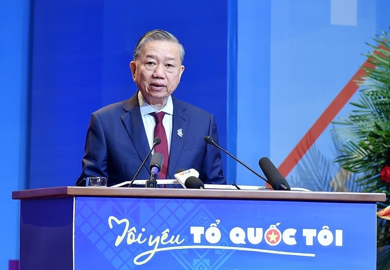 Tổng Bí thư Tô Lâm phát biểu tại phiên trọng thể Đại hội đại biểu toàn quốc Hội Liên hiệp Thanh niên Việt Nam khóa IX, nhiệm kỳ 2024-2029 vào tháng 12/2024. Ảnh: VGP.