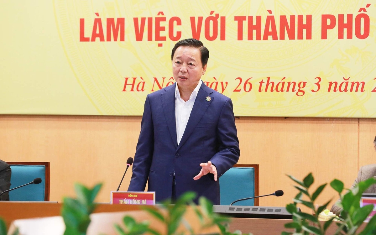 Phó Thủ tướng Chính phủ Trần Hồng Hà phát biểu tại buổi làm việc với UBND TP. Hà Nội. Ảnh: VGP. Phó Thủ tướng Chính phủ Trần Hồng Hà phát biểu tại buổi làm việc với UBND TP. Hà Nội. Ảnh: VGP.