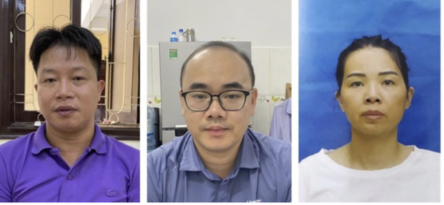 Các bị can (Nguyễn Xuân Thọ, Phạm Quang Hậu, Nguyễn Thị Ngọc (từ trái qua phải). Ảnh: IT. Các bị can (Nguyễn Xuân Thọ, Phạm Quang Hậu, Nguyễn Thị Ngọc (từ trái qua phải). Ảnh: IT.