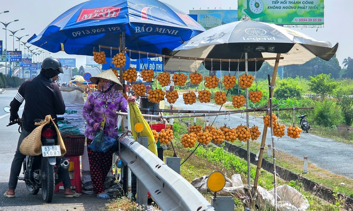 Người dân đang bán thanh trà dưới chân cầu Cần Thơ. Ảnh: CTV. Người dân đang bán thanh trà dưới chân cầu Cần Thơ. Ảnh: CTV.
