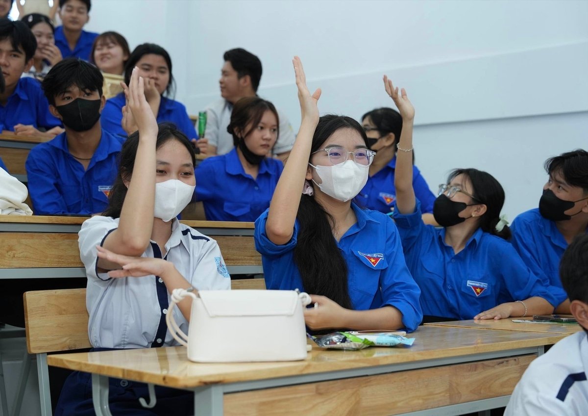 Các em học sinh Trường Cao đẳng Kinh tế - Kỹ thuật TP.HCM (HOTEC) tham gia sự kiện. Ảnh: MSD. Các em học sinh Trường Cao đẳng Kinh tế - Kỹ thuật TP.HCM (HOTEC) tham gia sự kiện. Ảnh: MSD.