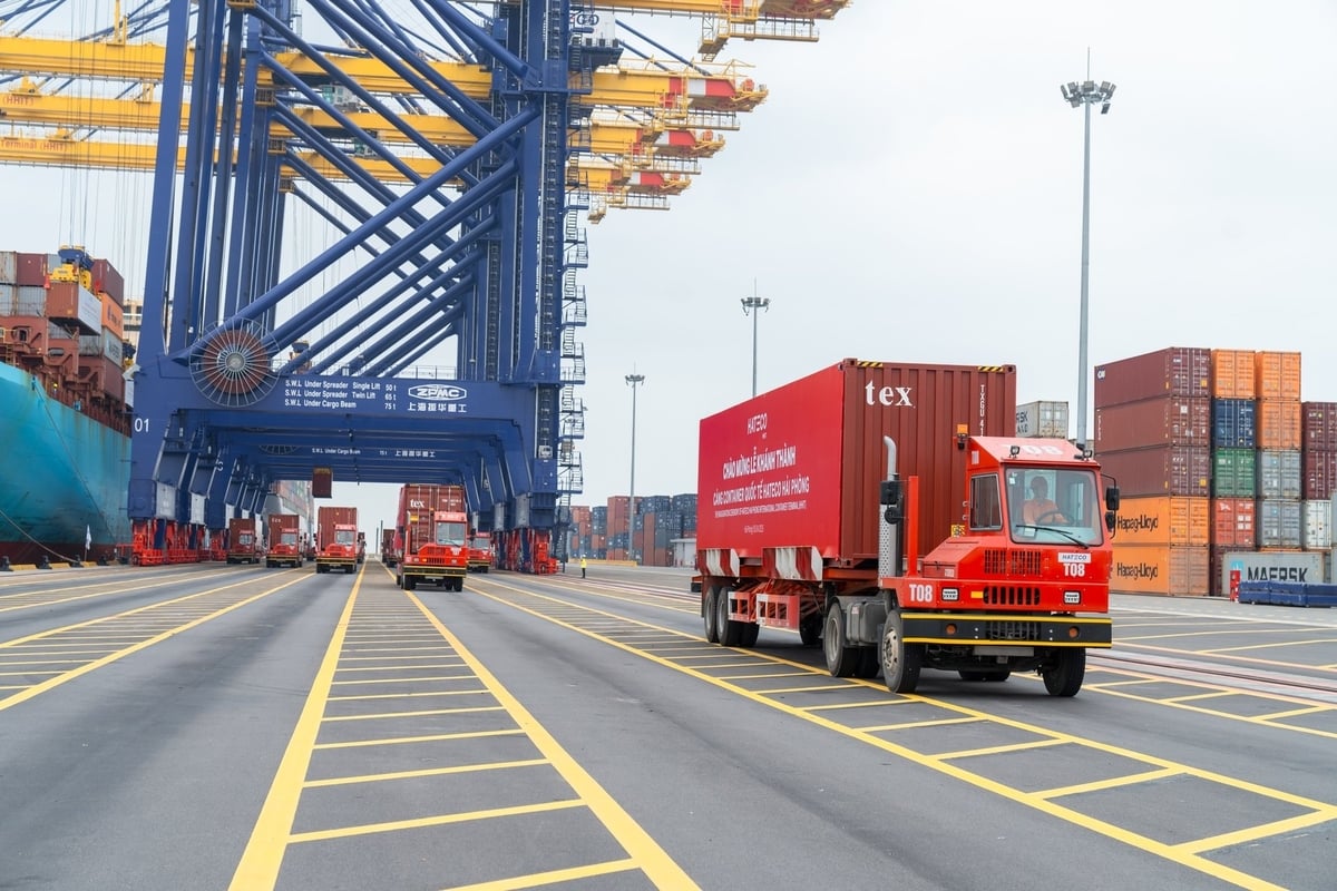 Cảng container quốc tế Hateco Hải Phòng sẽ góp phần quan trọng trong việc chuyển đổi xanh nhờ công nghệ hiện đại. Ảnh: CTV. Cảng container quốc tế Hateco Hải Phòng sẽ góp phần quan trọng trong việc chuyển đổi xanh nhờ công nghệ hiện đại. Ảnh: CTV.