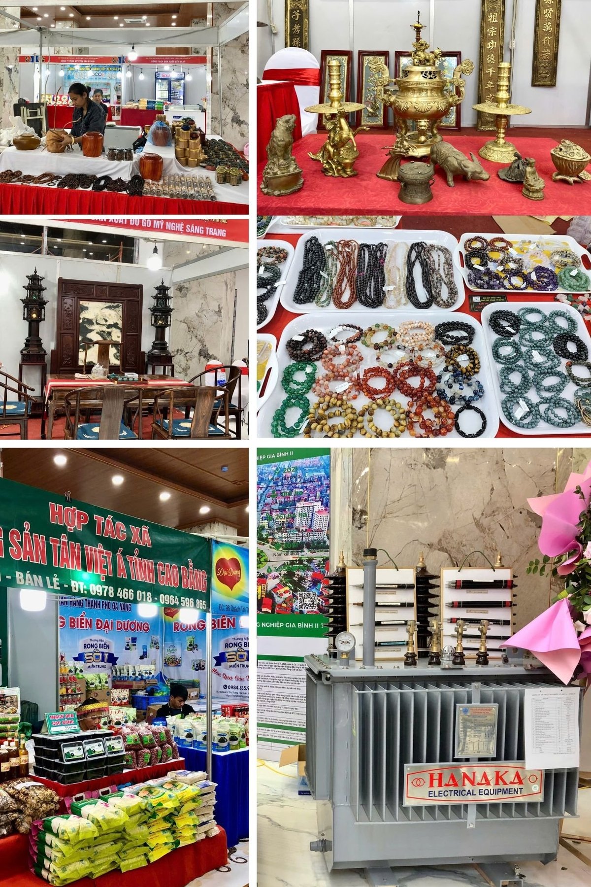 Triển lãm 'Sắc ngọc ngời gỗ' đa dạng các sản phẩm như đồ nội thất, ngoại thất làm từ gỗ, sản phẩm thủ công mỹ nghệ, đồ trang trí, quà tặng từ gỗ và đá quý, cũng như máy móc, thiết bị hỗ trợ cho ngành chế biến gỗ và đá. Ảnh: Quyết Thắng.
