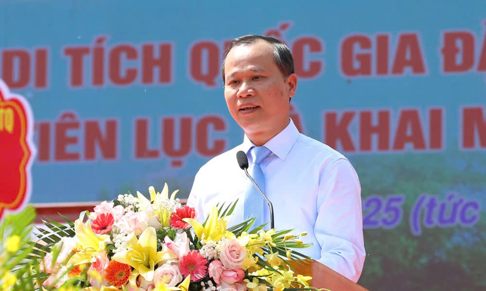 Phó Chủ tịch Thường trực Ủy ban Nhân dân tỉnh Bắc Giang Mai Sơn phát biểu tại buổi Lễ. Ảnh: Phạm Minh.