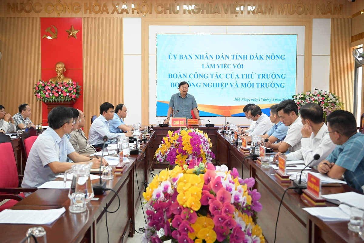 Thứ trưởng Bộ Nông nghiệp và Môi trường Nguyễn Hoàng Hiệp phát biểu kết luận buổi làm việc. Ảnh: Phạm Hoài.