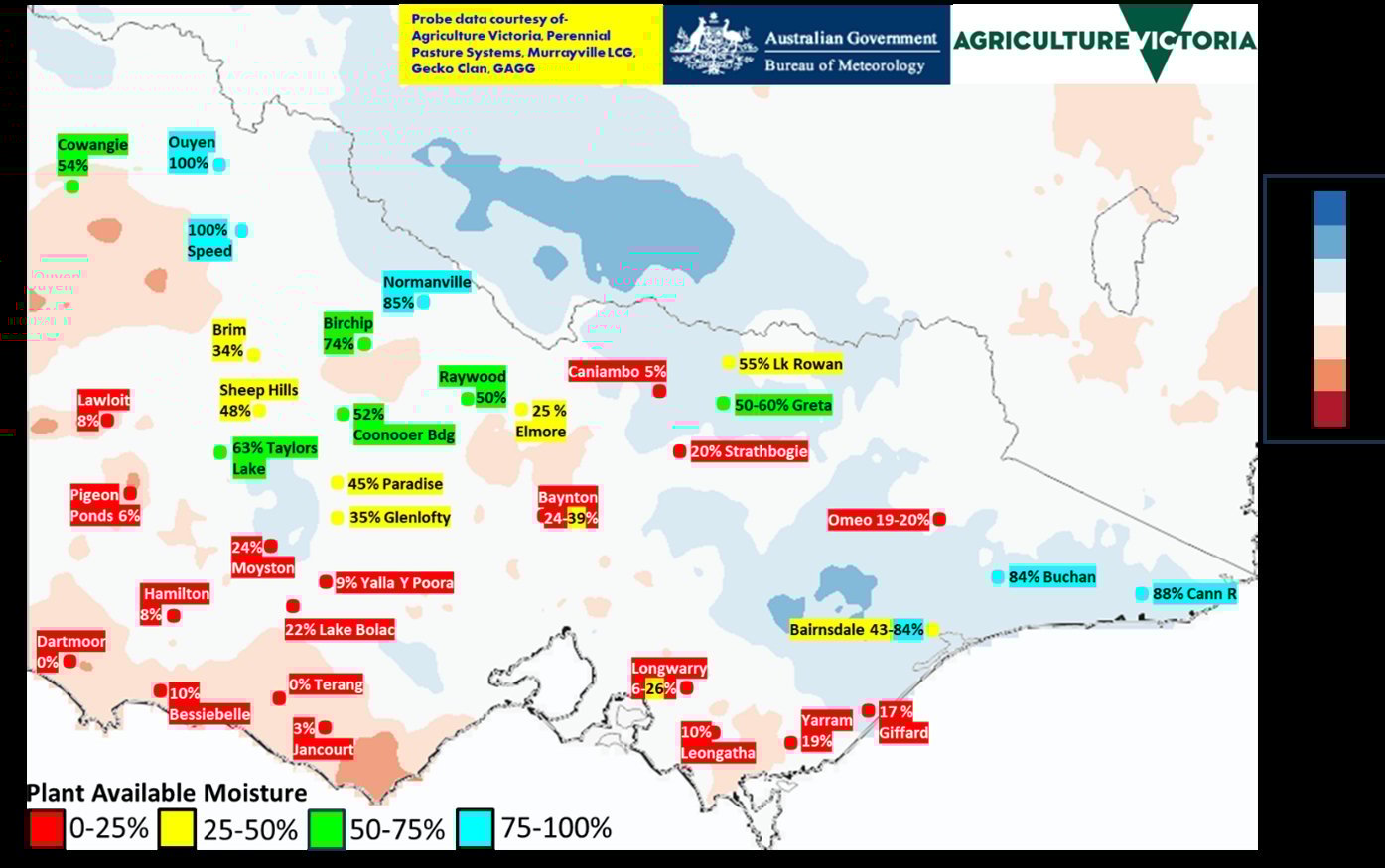 Bản đo độ ẩm tại các khu vực của tiểu bang Victoria, Australia. Ảnh: GPS.