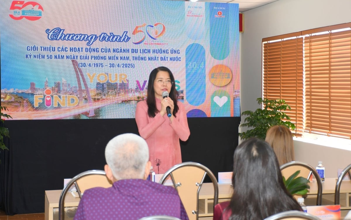 Bà Nguyễn Thị Ánh Hoa, Giám đốc Sở Du lịch TP.HCM chia sẻ tại họp báo. Ảnh: Hà Duyên Bà Nguyễn Thị Ánh Hoa, Giám đốc Sở Du lịch TP.HCM chia sẻ tại họp báo. Ảnh: Hà Duyên