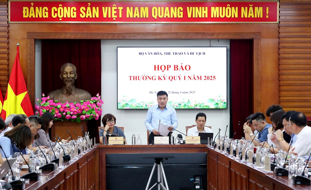 Bộ Văn hoá, Thể thao và Du lịch tổ chức họp báo thường kỳ quý I năm 2025. Ảnh: Báo Văn Hoá. Bộ Văn hoá, Thể thao và Du lịch tổ chức họp báo thường kỳ quý I năm 2025. Ảnh: Báo Văn Hoá.