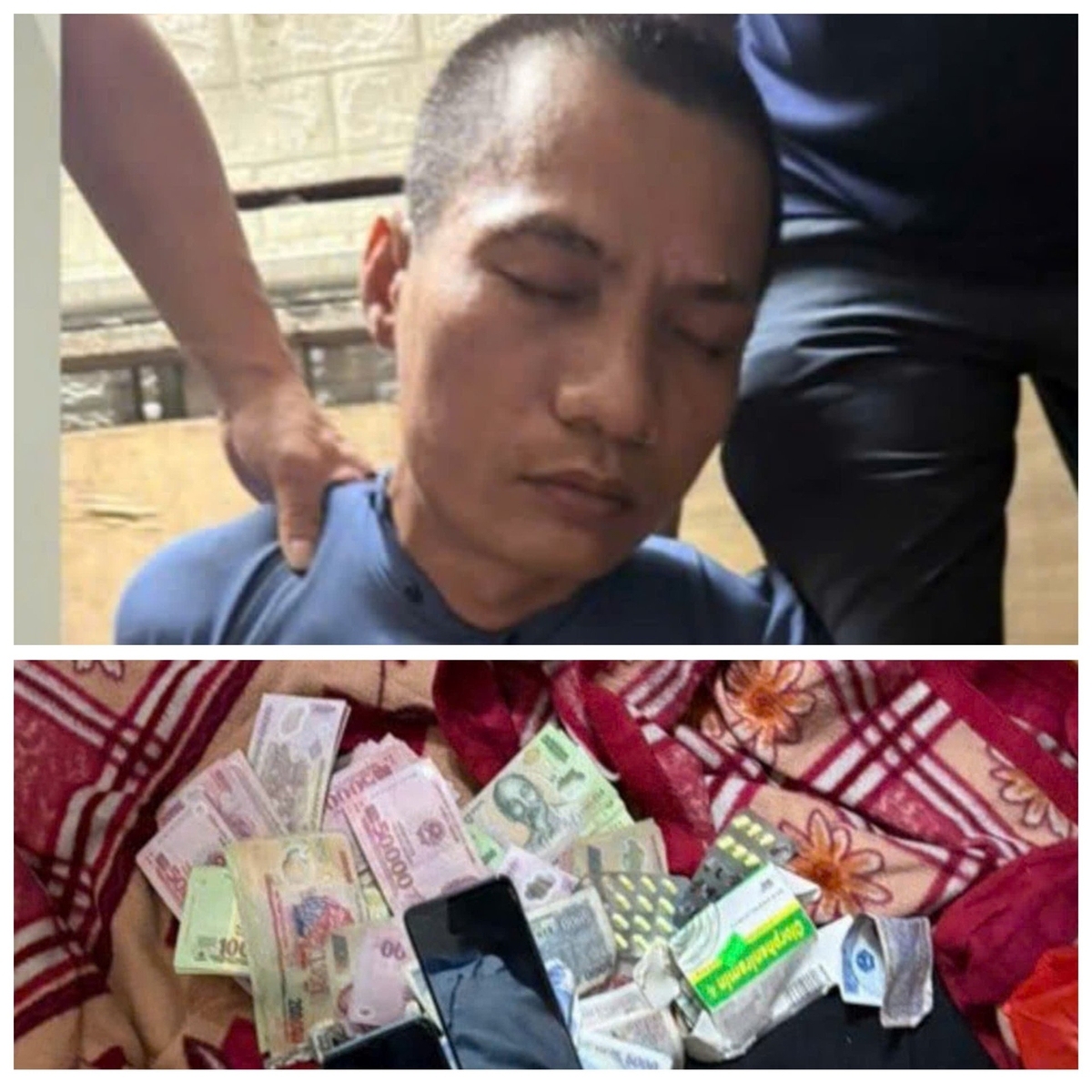 Nghi phạm Vũ Văn Lịch và tang vật thu giữ. Ảnh: Công an Hà Nội. Nghi phạm Vũ Văn Lịch và tang vật thu giữ. Ảnh: Công an Hà Nội.