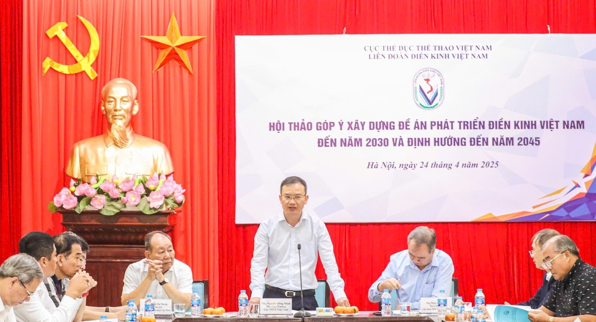 Hội thảo 'Góp ý xây dựng đề án phát triển điền kinh Việt Nam đến năm 2030 và định hướng đến năm 2045', ngày 24/4. Ảnh: Bùi Lượng. Hội thảo 'Góp ý xây dựng đề án phát triển điền kinh Việt Nam đến năm 2030 và định hướng đến năm 2045', ngày 24/4. Ảnh: Bùi Lượng.