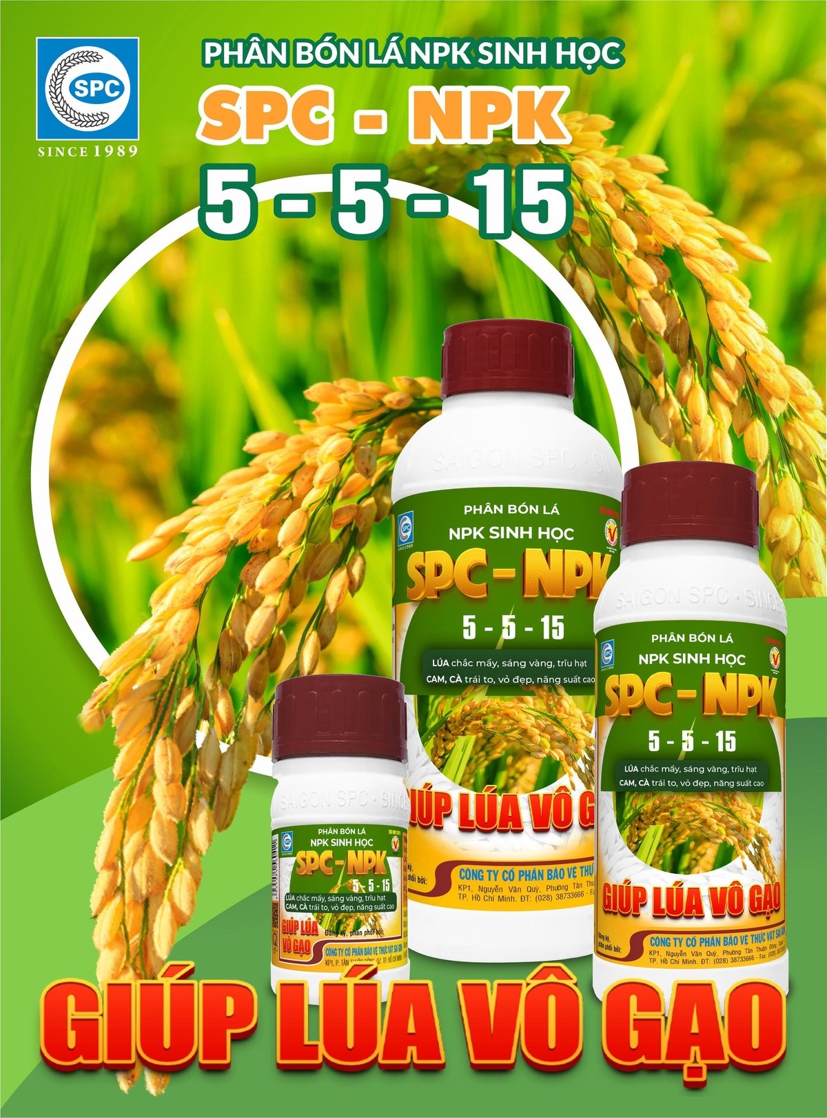 Phân bón lá NPK sinh học SPC-NPK 5-5-15 rất thích hợp để phun lên các loại cây trồng vào những giai đoạn ra hoa,dưỡng trái, nuôi hạt. Ảnh: Công Hoàng. Phân bón lá NPK sinh học SPC-NPK 5-5-15 rất thích hợp để phun lên các loại cây trồng vào những giai đoạn ra hoa,dưỡng trái, nuôi hạt. Ảnh: Công Hoàng.