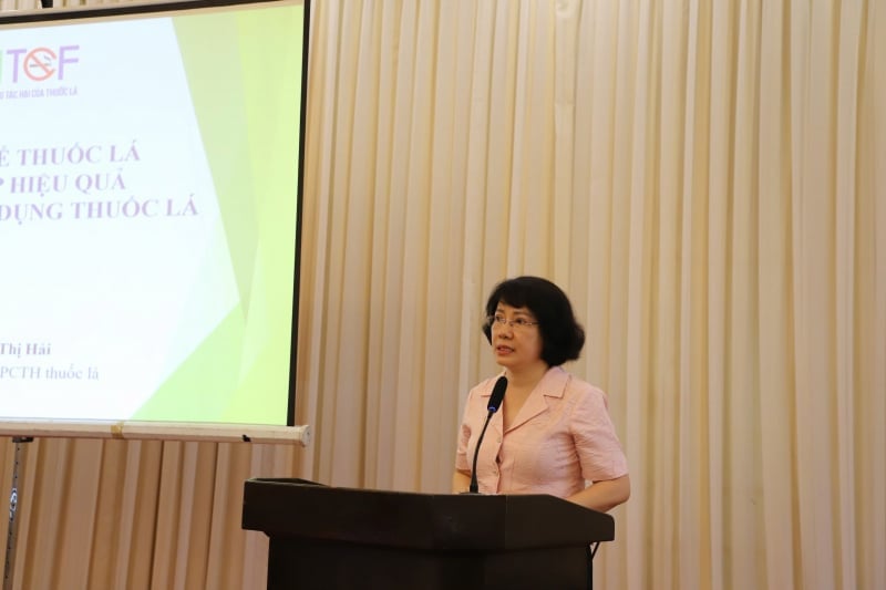 ThS. Phan Thị Hải, Phó Giám đốc Quỹ Phòng, Chống tác hại (PCTH) của thuốc lá khẳng định, thuế là giải pháp hữu hiệu vừa đạt mục tiêu kép về giảm tỷ lệ sử dụng, giảm bệnh tật và tử vong, đồng thời giúp tăng cho ngân sách nhà nước. Ảnh: Chu Lương. ThS. Phan Thị Hải, Phó Giám đốc Quỹ Phòng, Chống tác hại (PCTH) của thuốc lá khẳng định, thuế là giải pháp hữu hiệu vừa đạt mục tiêu kép về giảm tỷ lệ sử dụng, giảm bệnh tật và tử vong, đồng thời giúp tăng cho ngân sách nhà nước. Ảnh: Chu Lương.