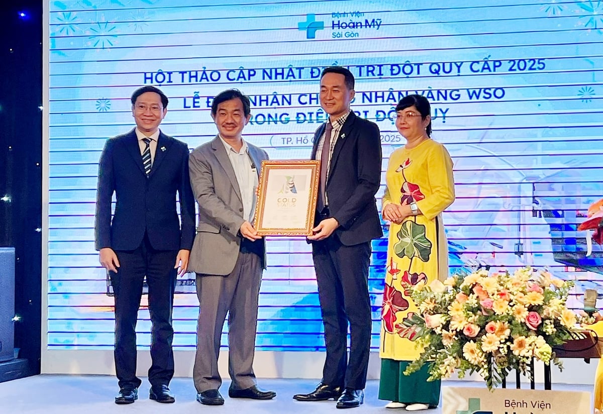 Bệnh viện Hoàn Mỹ Sài Gòn nhận chứng nhận Vàng của Hội Đột quỵ Thế giới (WSO). Ảnh: Nguyễn Thủy. Bệnh viện Hoàn Mỹ Sài Gòn nhận chứng nhận Vàng của Hội Đột quỵ Thế giới (WSO). Ảnh: Nguyễn Thủy.