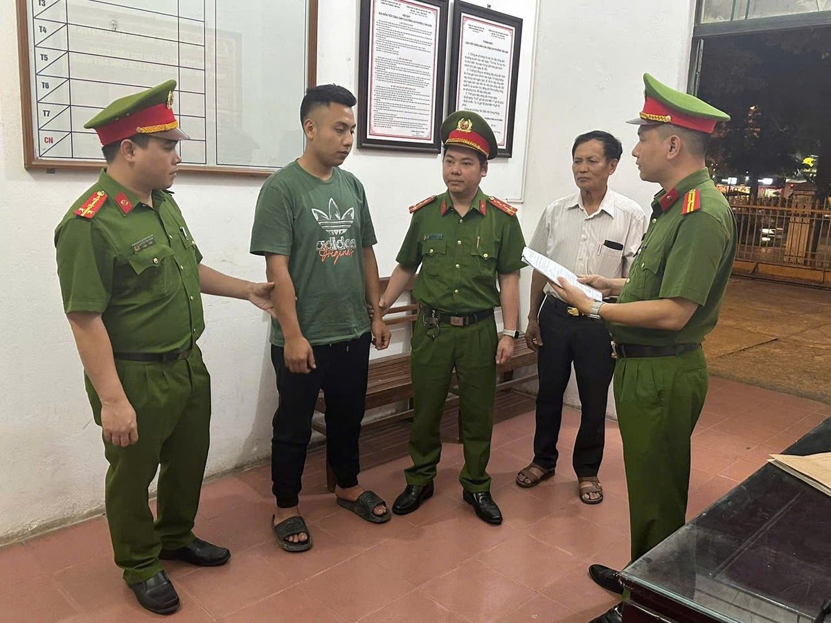 Đối tượng Lê Hoàng Thắng bị bắt. Ảnh: Công an tỉnh Phú Thọ. Đối tượng Lê Hoàng Thắng bị bắt. Ảnh: Công an tỉnh Phú Thọ.