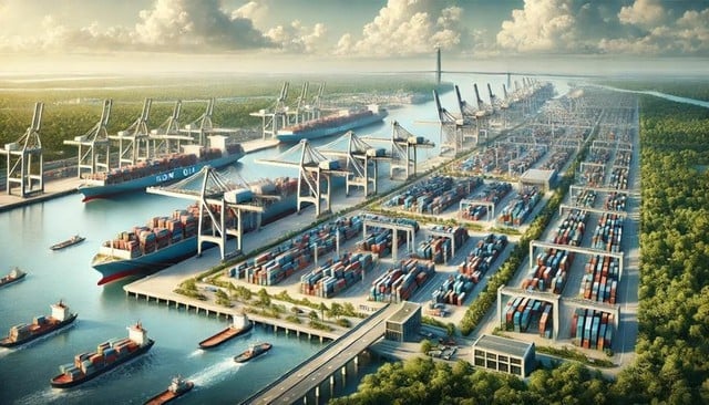 Phối cảnh minh họa về Cảng trung chuyển quốc tế Cần Giờ. Ảnh: VIMC. Phối cảnh minh họa về Cảng trung chuyển quốc tế Cần Giờ. Ảnh: VIMC.