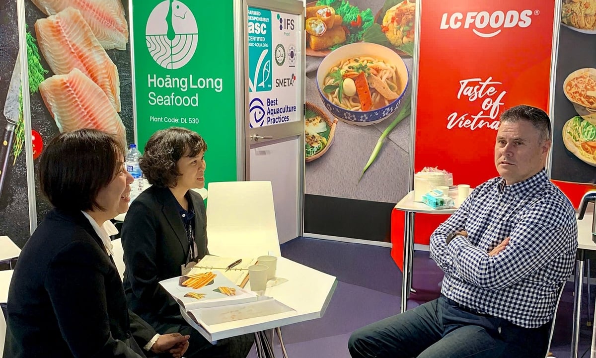 Gian hàng của LC Foods tại Seafood Expo Global 2025. Ảnh: LC Foods. Gian hàng của LC Foods tại Seafood Expo Global 2025. Ảnh: LC Foods.