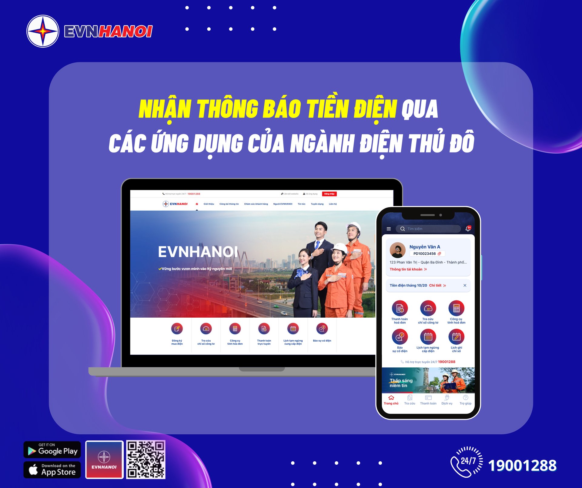 Nhận thông báo tiền điện tự động qua hệ sinh thái chăm sóc khách hàng EVNHANOI. Nhận thông báo tiền điện tự động qua hệ sinh thái chăm sóc khách hàng EVNHANOI.