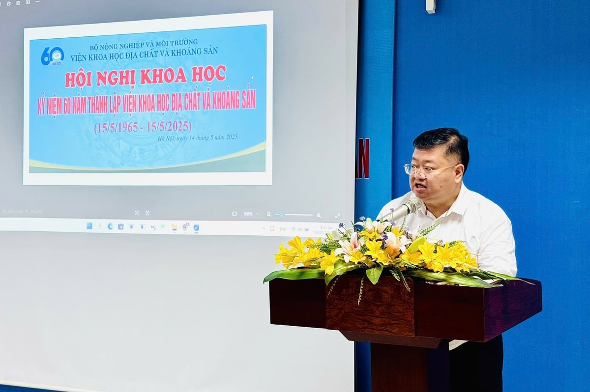 TS. Trịnh Hải Sơn, Viện trưởng Viện Khoa học Địa chất và Khoáng sản phát biểu tại hội nghị. Ảnh: Thu Trang. TS. Trịnh Hải Sơn, Viện trưởng Viện Khoa học Địa chất và Khoáng sản phát biểu tại hội nghị. Ảnh: Thu Trang.