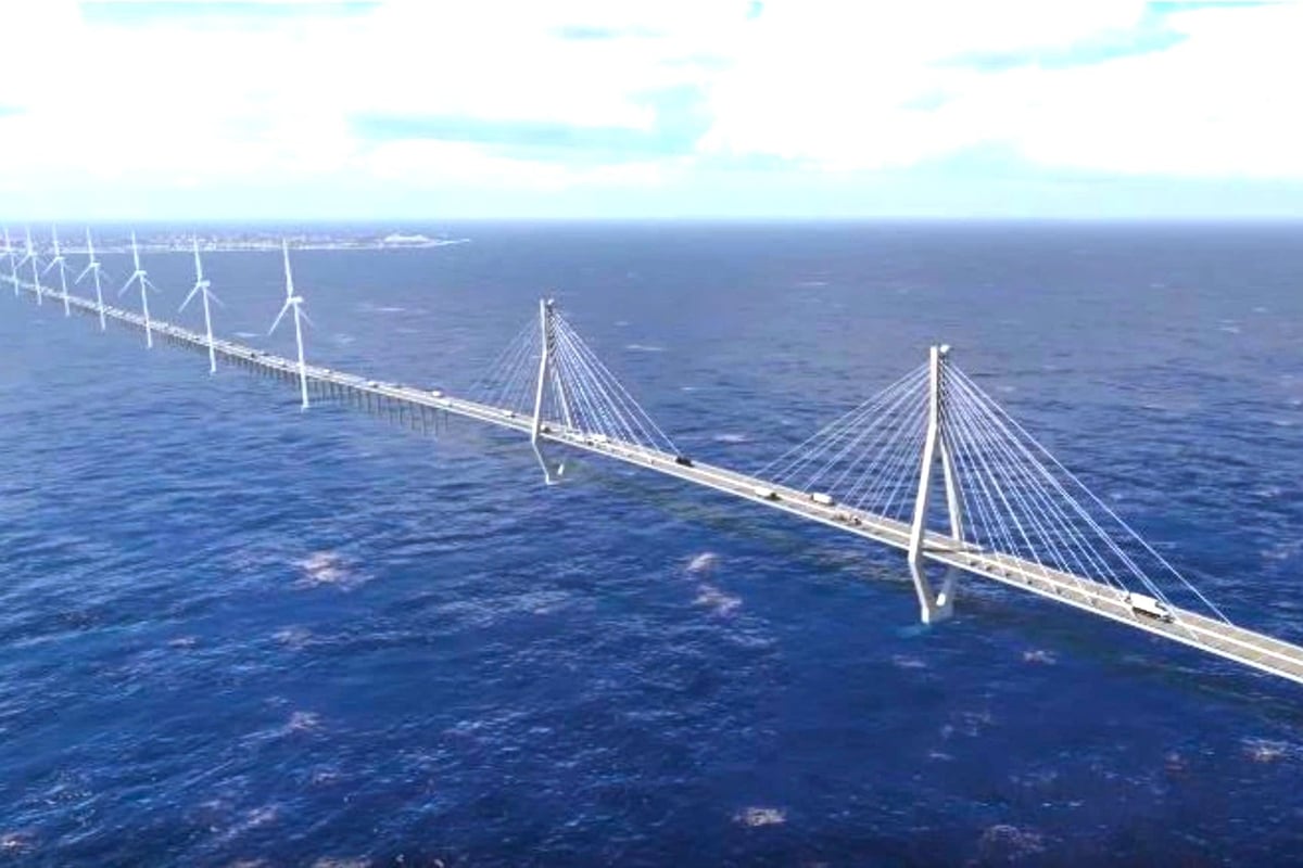 Phối cảnh cầu vượt biển dài khoảng 18km dẫn ra Bến cảng ngoài khơi Trần Đề (tỉnh Sóc Trăng). Ảnh: CĐT. Phối cảnh cầu vượt biển dài khoảng 18km dẫn ra Bến cảng ngoài khơi Trần Đề (tỉnh Sóc Trăng). Ảnh: CĐT.
