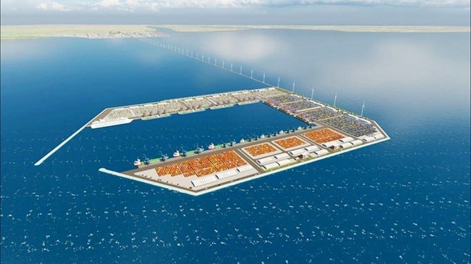 Phối cảnh bến cảng ngoài khơi cửa Trần Đề. Ảnh minh họa. Phối cảnh bến cảng ngoài khơi cửa Trần Đề. Ảnh minh họa.