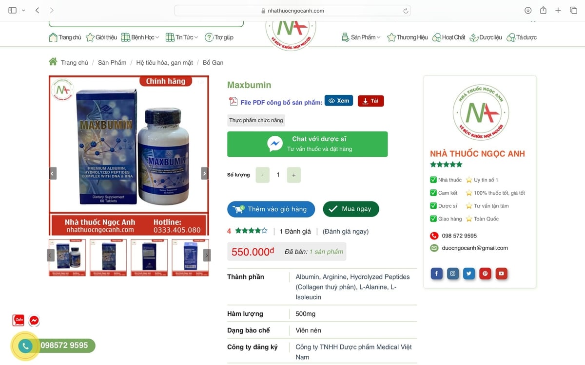 Nhà thuốc Ngọc Anh phân phối sản phẩm của Công ty TNHH Dược phẩm Medical Việt Nam do đối tượng Phạm Ngọc Tiến làm đại diện. Ảnh: Cao Sơn. Nhà thuốc Ngọc Anh phân phối sản phẩm của Công ty TNHH Dược phẩm Medical Việt Nam do đối tượng Phạm Ngọc Tiến làm đại diện. Ảnh: Cao Sơn.