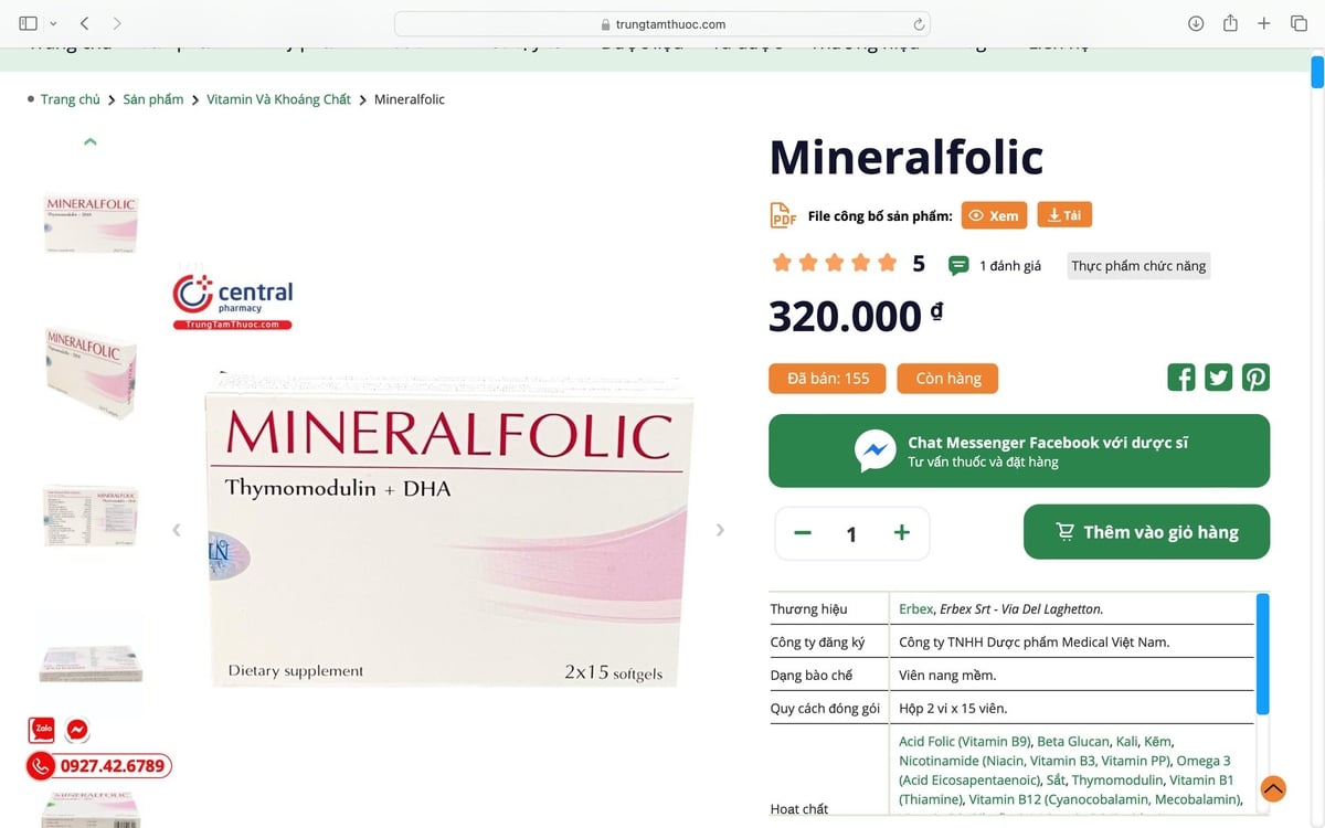 Nhà thuốc online Trung tâm Thuốc Central Pharmacy cũng phân phối sản phẩm thực phẩm chức năng của Công ty TNHH Dược phẩm Medical Việt Nam. Ảnh: Cao Sơn. Nhà thuốc online Trung tâm Thuốc Central Pharmacy cũng phân phối sản phẩm thực phẩm chức năng của Công ty TNHH Dược phẩm Medical Việt Nam. Ảnh: Cao Sơn.