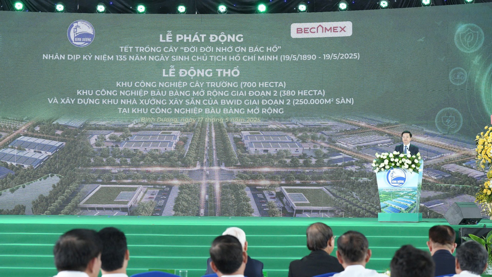 Lễ khởi công 2 dự án trọng điểm là KCN Cây Trường và KCN Bàu Bàng mở rộng giai đoạn 2, và xây dựng khu nhà xưởng của Công ty BWID tại KCN Bàu Bàng mở rộng. Ảnh: CTV. Lễ khởi công 2 dự án trọng điểm là KCN Cây Trường và KCN Bàu Bàng mở rộng giai đoạn 2, và xây dựng khu nhà xưởng của Công ty BWID tại KCN Bàu Bàng mở rộng. Ảnh: CTV.