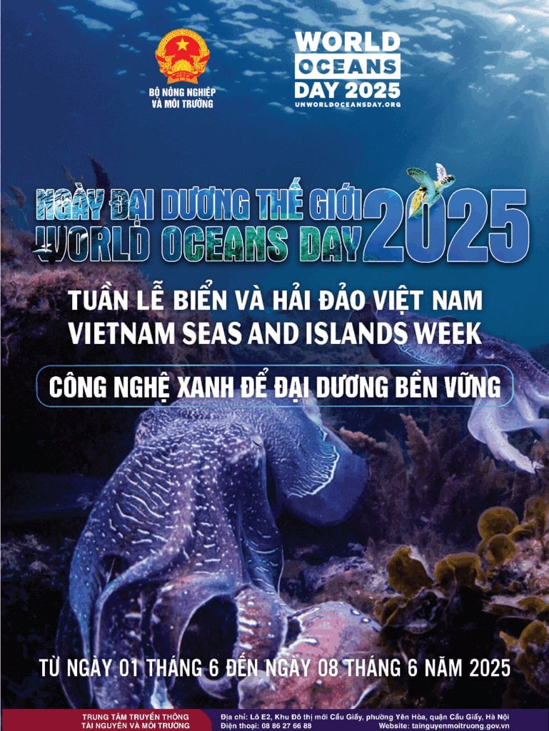 Tuần lễ Biển và Hải đảo Việt Nam có chủ đề 'Công nghệ xanh để đại dương bền vững'. Ảnh: Trung tâm Truyền thông TN&MT Tuần lễ Biển và Hải đảo Việt Nam có chủ đề 'Công nghệ xanh để đại dương bền vững'. Ảnh: Trung tâm Truyền thông TN&MT