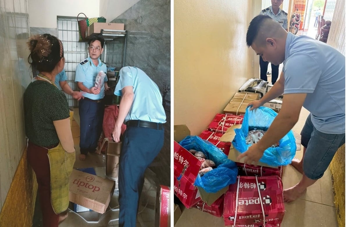 Lực lượng chức năng kiểm tra và phát hiện hơn 300 kg thực phẩm không rõ nguồn gốc. Ảnh: Chi cục Quản lý thị trường tỉnh Thái Bình. Lực lượng chức năng kiểm tra và phát hiện hơn 300 kg thực phẩm không rõ nguồn gốc. Ảnh: Chi cục Quản lý thị trường tỉnh Thái Bình.
