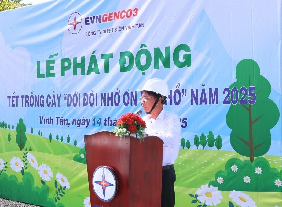 Ông Thiên Thanh Sơn - Giám đốc Công ty Nhiệt điện Vĩnh Tân - phát động phong trào. Ảnh: EVNGENCO3. Ông Thiên Thanh Sơn - Giám đốc Công ty Nhiệt điện Vĩnh Tân - phát động phong trào. Ảnh: EVNGENCO3.