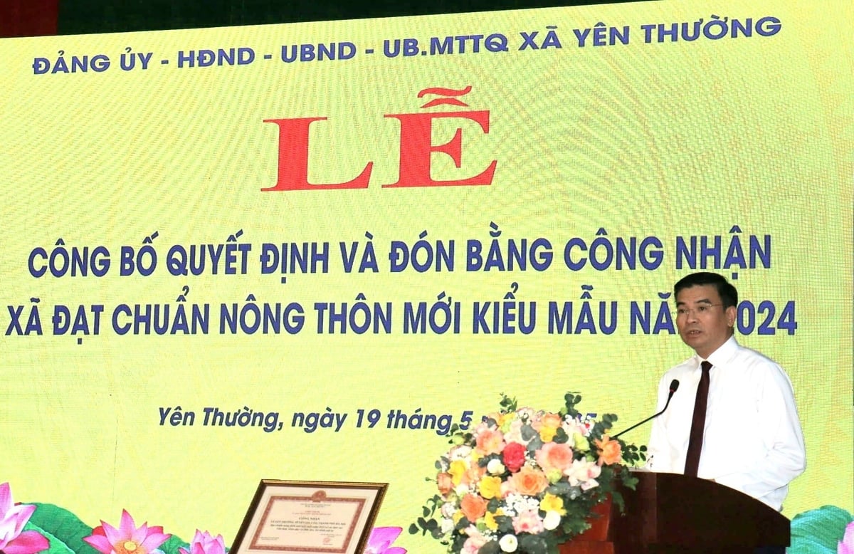 Phó Chủ tịch UBND huyện Gia Lâm Dương Viết Cường phát biểu. Ảnh: Vân Thư. Phó Chủ tịch UBND huyện Gia Lâm Dương Viết Cường phát biểu. Ảnh: Vân Thư.