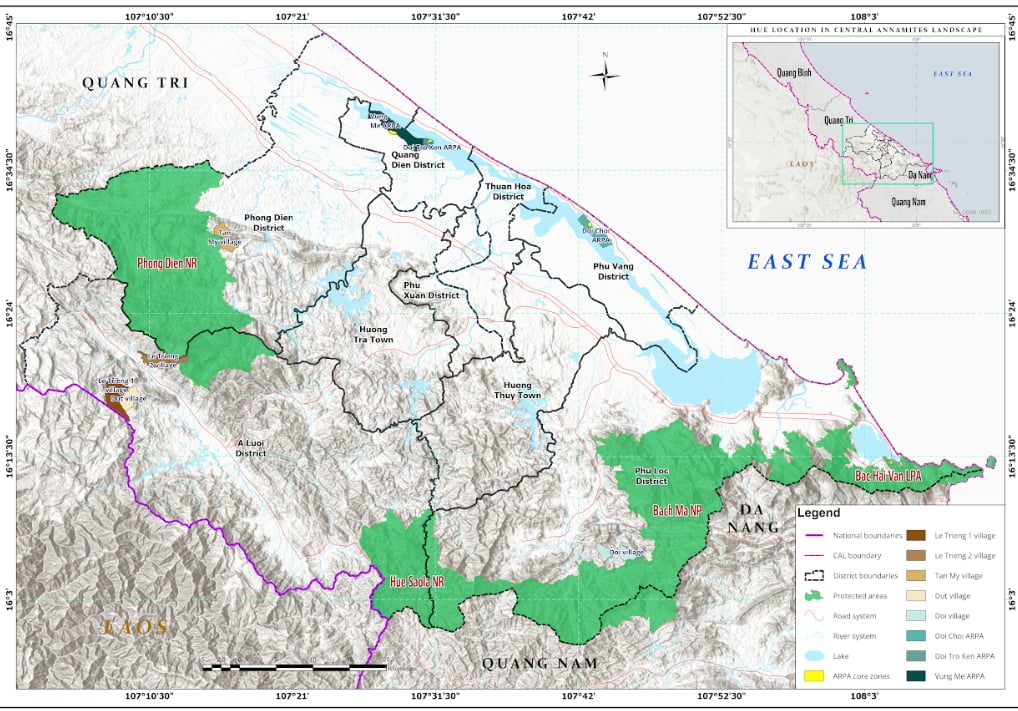Bản đồ một số OECM tiềm năng tại thành phố Huế. Ảnh: WWF. Bản đồ một số OECM tiềm năng tại thành phố Huế. Ảnh: WWF.