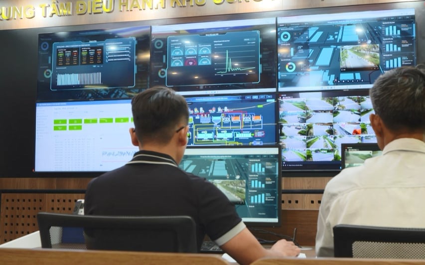 Trung tâm điều hành khu công nghiệp thông minh của IMC. Ảnh: Thu Nga. Trung tâm điều hành khu công nghiệp thông minh của IMC. Ảnh: Thu Nga.