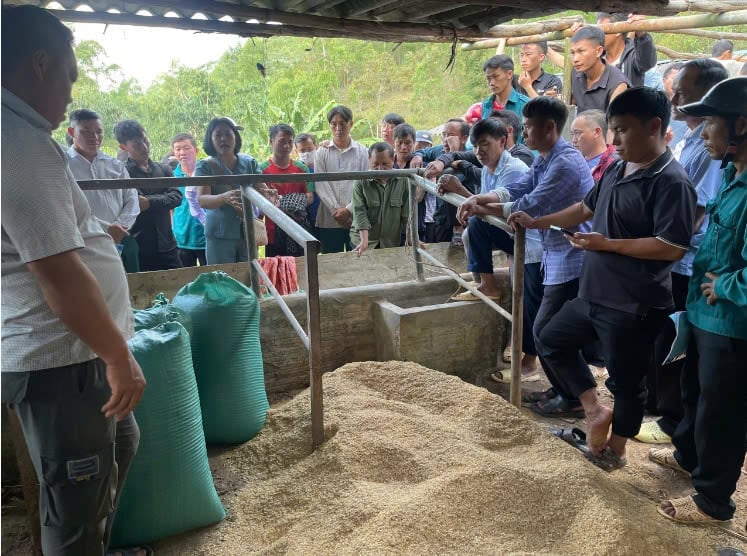 Hội viên nông dân tham gia lớp tập huấn ứng dụng công nghệ sinh học trong xử lý chất thải chăn nuôi. Ảnh: Việt Trinh.