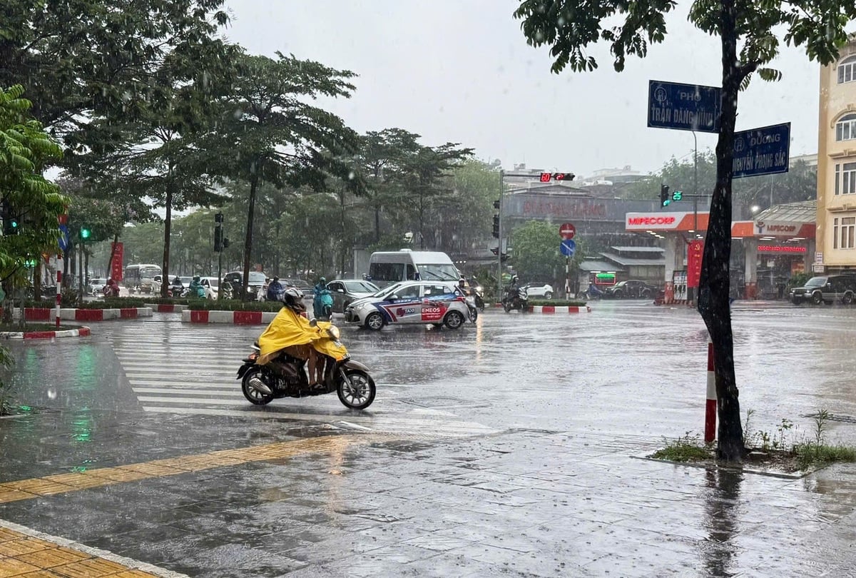 Cơn mưa nặng hạt và dự báo vẫn còn mưa đến chiều và tối nay. Ảnh: Việt Đức. Cơn mưa nặng hạt và dự báo vẫn còn mưa đến chiều và tối nay. Ảnh: Việt Đức.