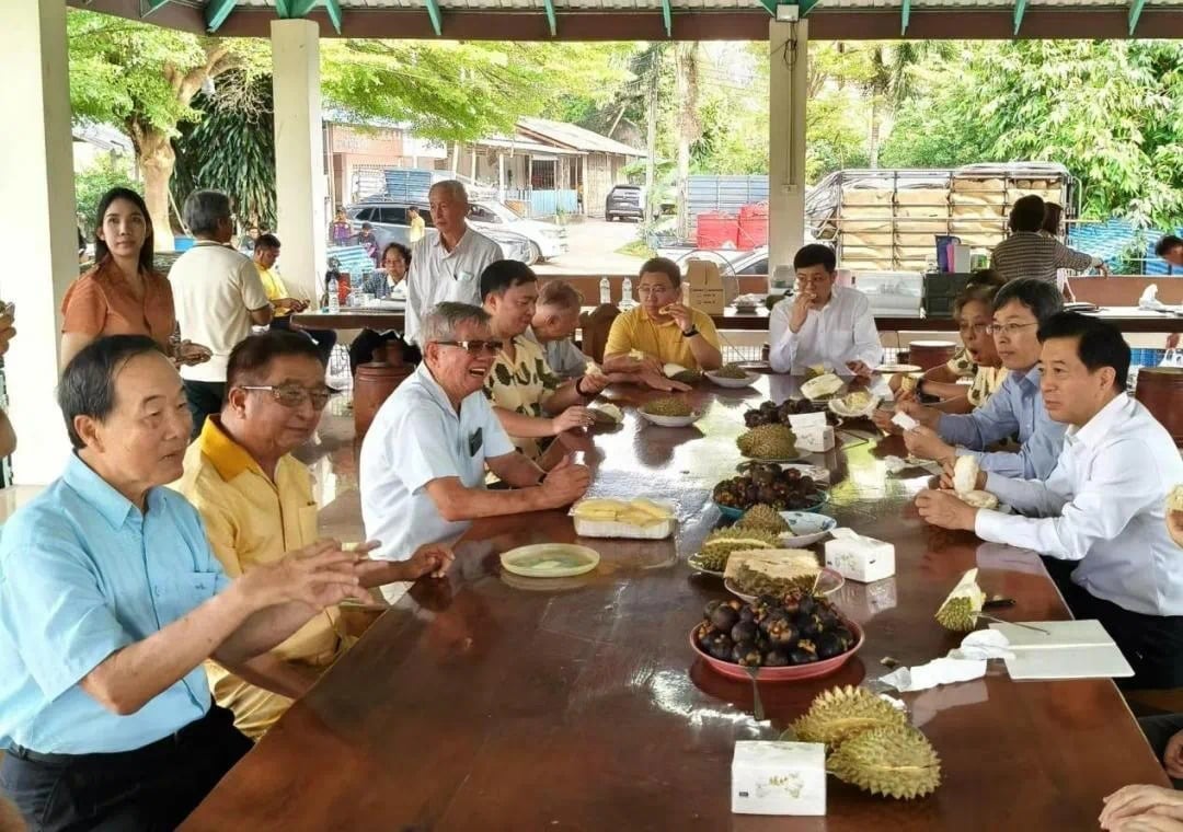 Đại sứ Trung Quốc tại Thái Lan đến thăm vườn trồng sầu riêng. Ảnh: People. Đại sứ Trung Quốc tại Thái Lan đến thăm vườn trồng sầu riêng. Ảnh: People.