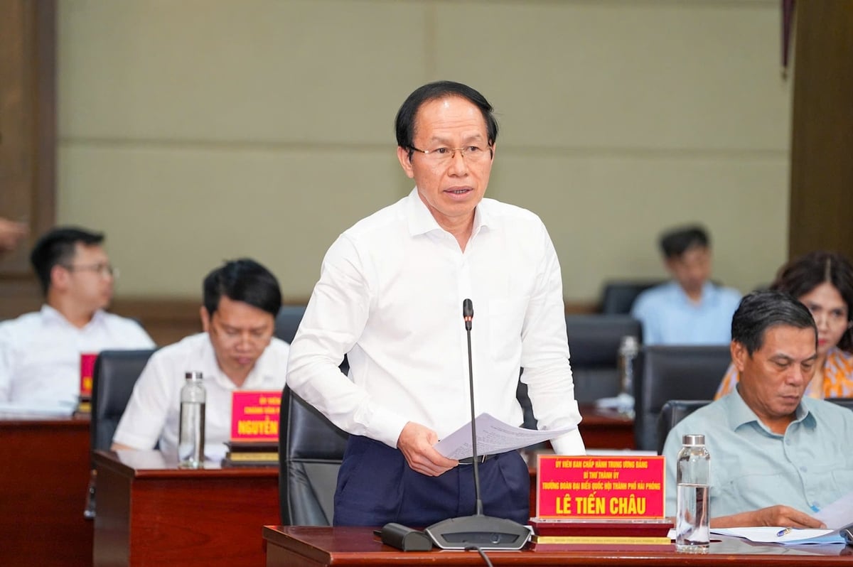 Ông Lê Tiến Châu, Bí thư Thành uỷ Hải Phòng phát biểu. Ảnh: Đàm Thanh. Ông Lê Tiến Châu, Bí thư Thành uỷ Hải Phòng phát biểu. Ảnh: Đàm Thanh.